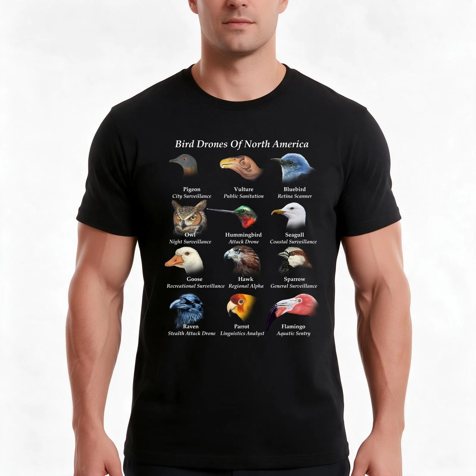 Bird Drones Of North America - Funny Bird Watching Birdwatcher Cute Field Guide For Bird Lovers T-Shirt Vintage Graphic Print