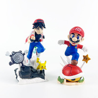 Pokemon Ash Ketchum Pikachu Bulbasaur Poliwhirl Super Mario Action Figure Toys Anime Model Vinyl Doll Ornament