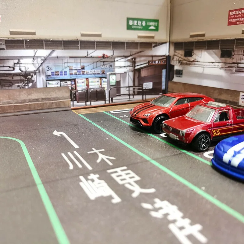 1/64 Scale Diorama Car Garage Model Japanese Basement Car Parking Lot Display Scenery Model Gifts Toy