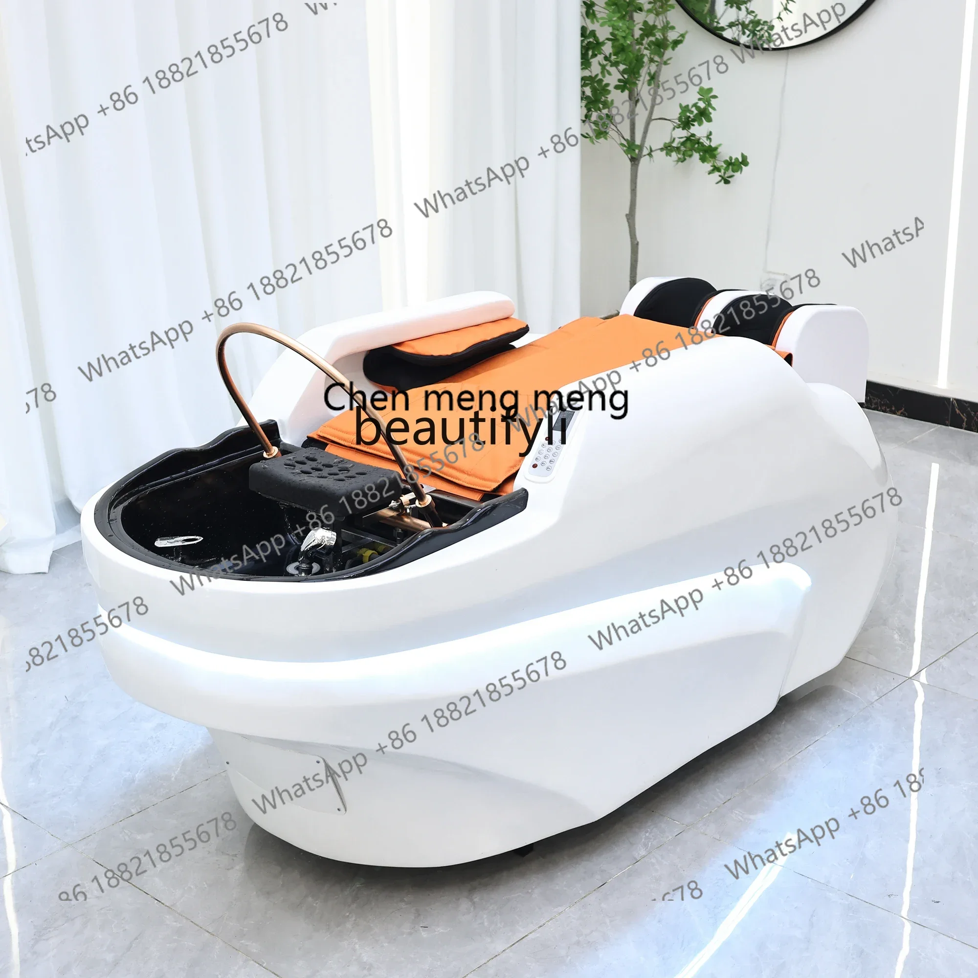 

High-end water circulation automatic intelligent electric massage shampoo bed barber shop heating fumigation5556