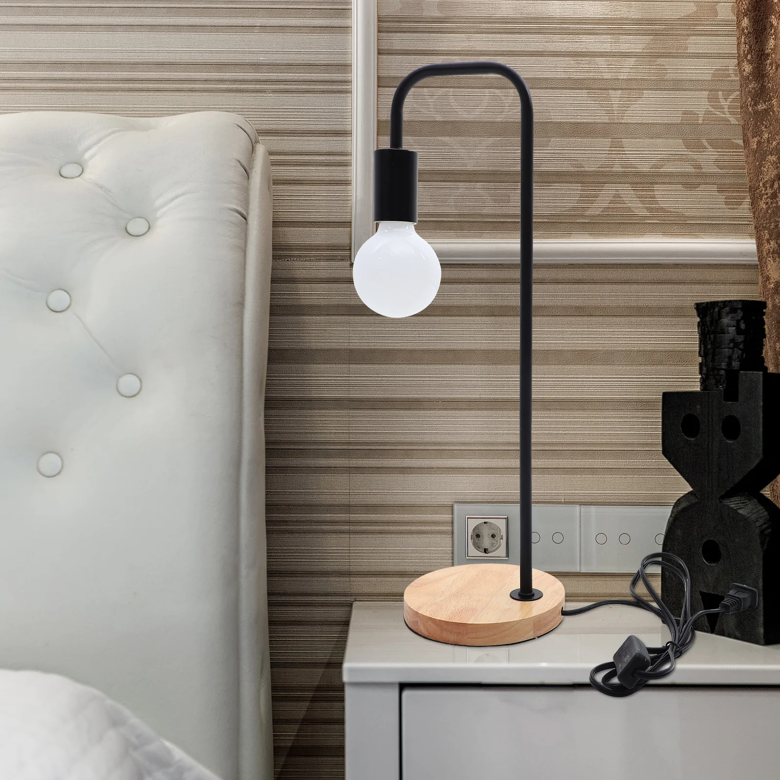 1 مجموعة مصباح قاعدة خشبية الصناعية الحد الأدنى منضدة مصابيح لغرفة المعيشة مصباح لغرفة النوم غرفة المعيشة الولايات المتحدة التوصيل #1