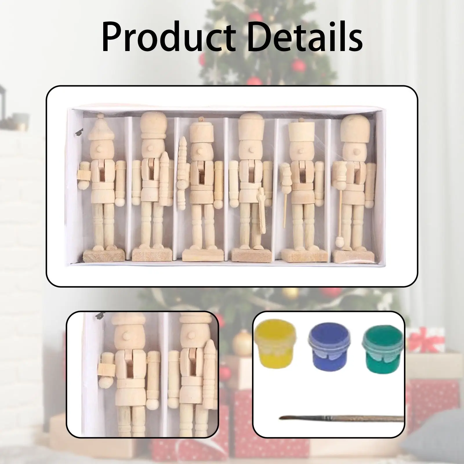 6x DIY Wooden Christmas Nutcrackers Paintable for Holiday Bedroom Office 6x DIY Wooden Christmas Nutcrackers Paintable for Holiday Bedroom Office