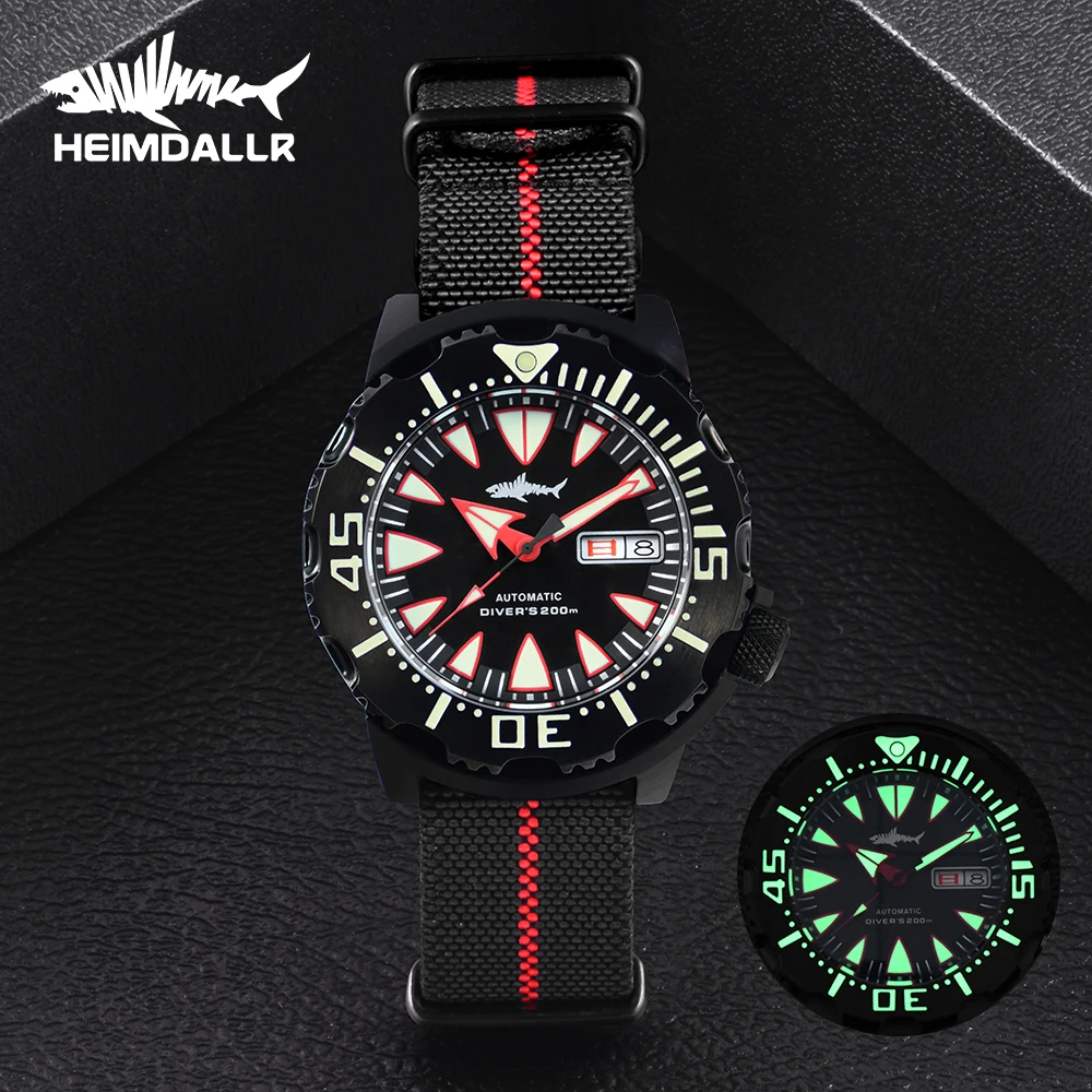 HEIMDALLR Monster Watch Steel PVD Watch C3 Super Luminous NH36 Automatic Movement Diving Watch Waterproof Watch Seiko Mod Watch