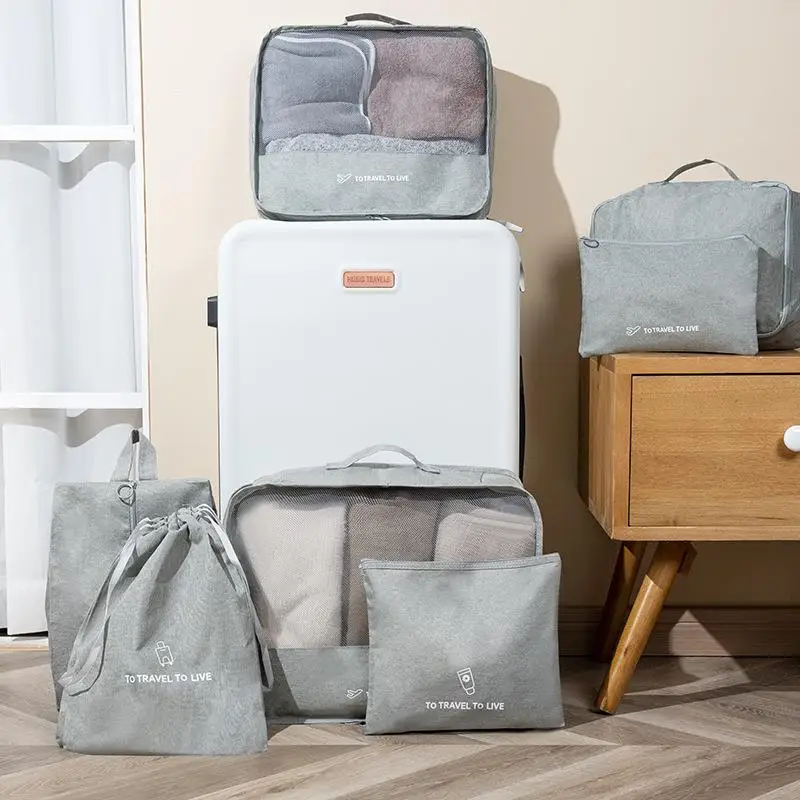 

Cross-Border Travel Organizer Bag Set of 7 Ionized Clothing Storage Bags Luggage Shoe Toiletry Sorting And Arrangement