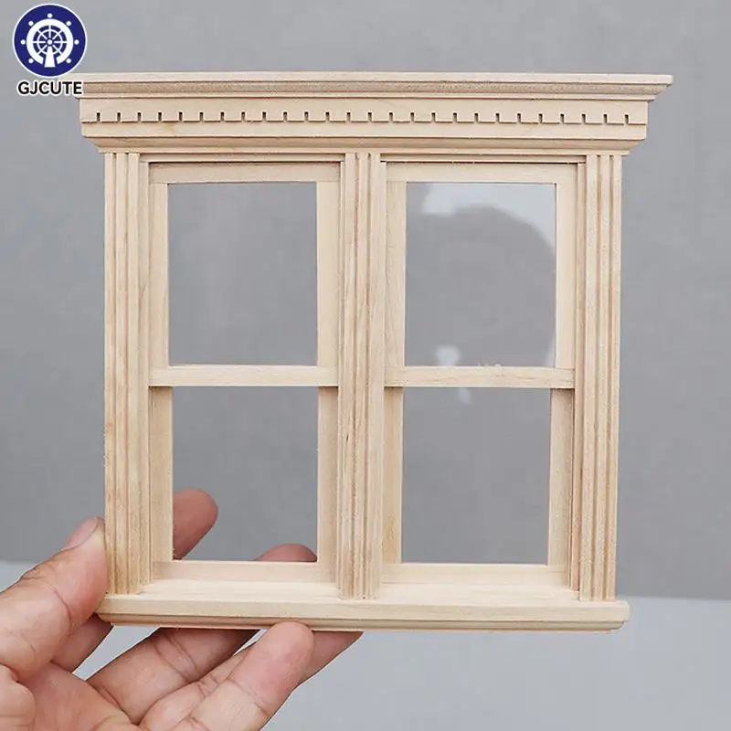 1:12 Dollhouse Miniature Wooden Window Sliding Panel Windows Can Be Painted Furniture Model Decor Toy Doll House Accessories