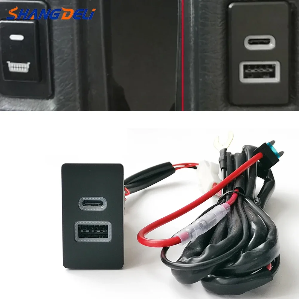 

Modified Car Charger QC3.0 USB TYPE-C Fast Charging Socket Fit For Toyota Corolla LC80