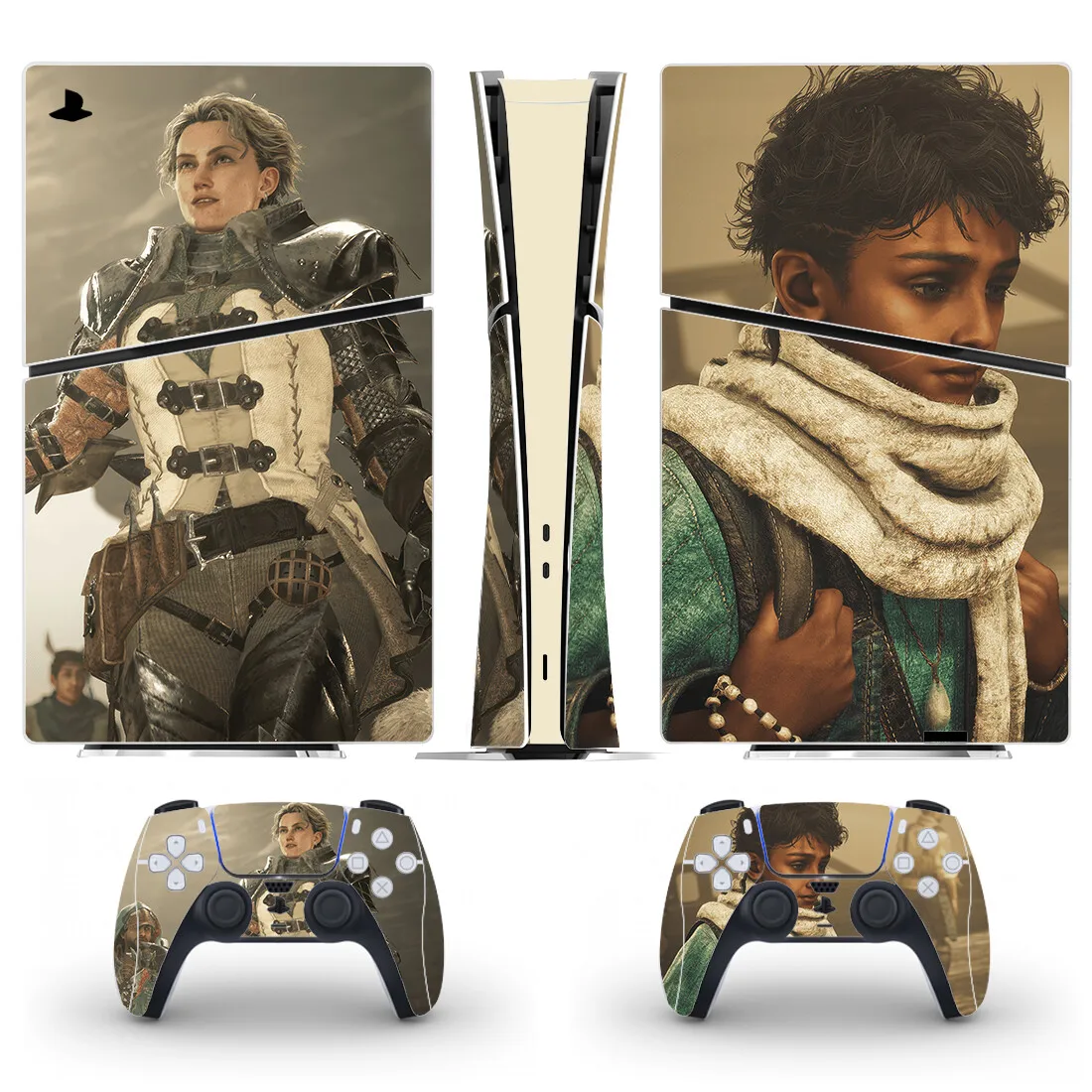 غطاء لاصق جلدي رقمي نحيف من Monster Hunter Wilds PS5 الجديد لوحدة التحكم و2 وحدات تحكم جديدة من الفينيل النحيف PS5