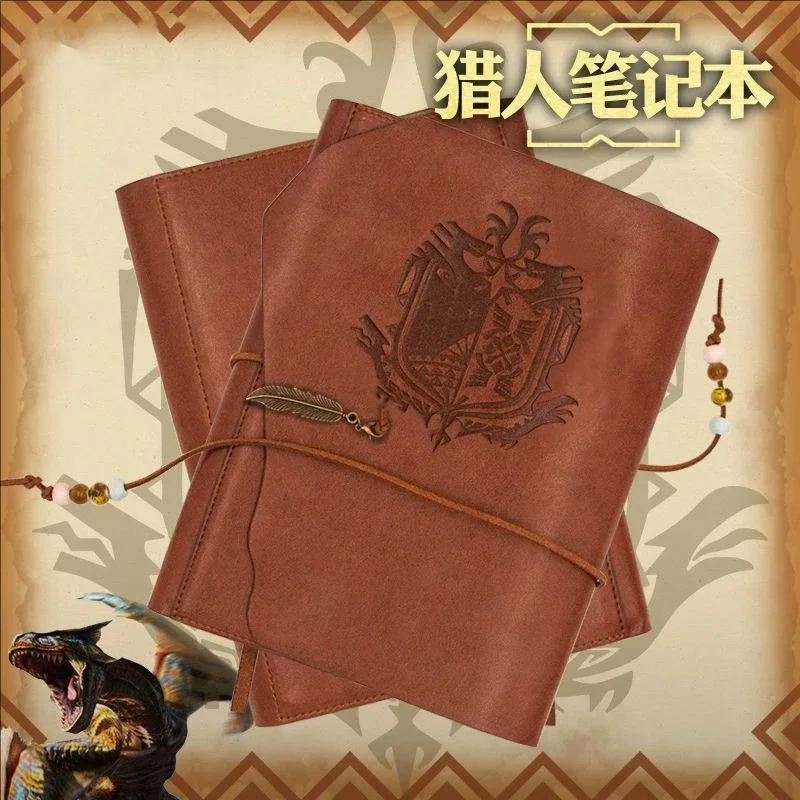 Anime Retro Notebook Monster Hunter Cosplay PU Leather Journal Diary Workbook Hand Book Binders Gift Prop