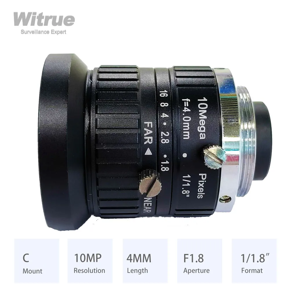 Witrue HD obiektyw 4K 10MP C do montażu na 4MM Aperture na F1.8 Format 1/1.8 \