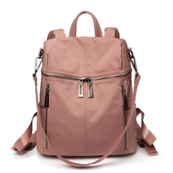 High Quality New A4 Large Capacity Women's Backpack Waterproof Lightweight Shoulder Travel Bag Morandi Grey Black Pink M3570