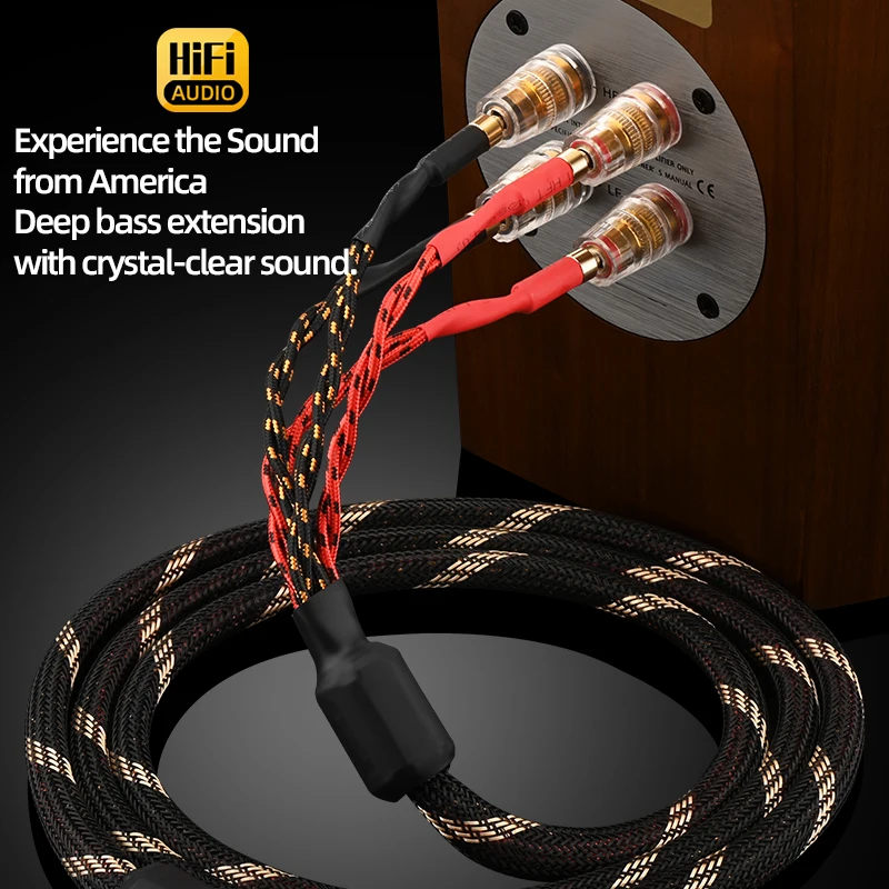Ein Paar Hi-Fi Bi-Wiring Lautsprecherkabel mit Bananensteckern aus Sauerstofffreiem Kupfer für Lautsprecher, Verstärker und Röhrenverstärker