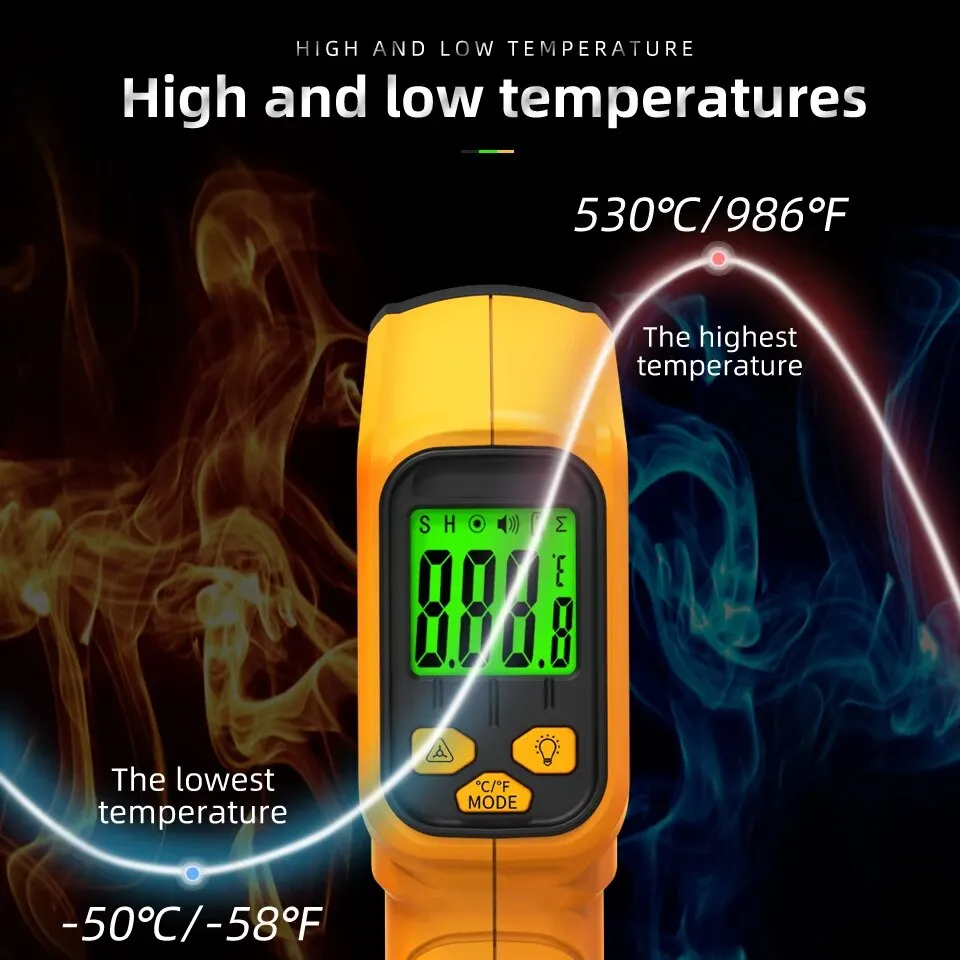 Termometro a infrarossi BSIDE-50 ~ 530C professionale 12:1 digitale IR-LCD misuratore di temperatura termometri Laser senza contatto pirometro