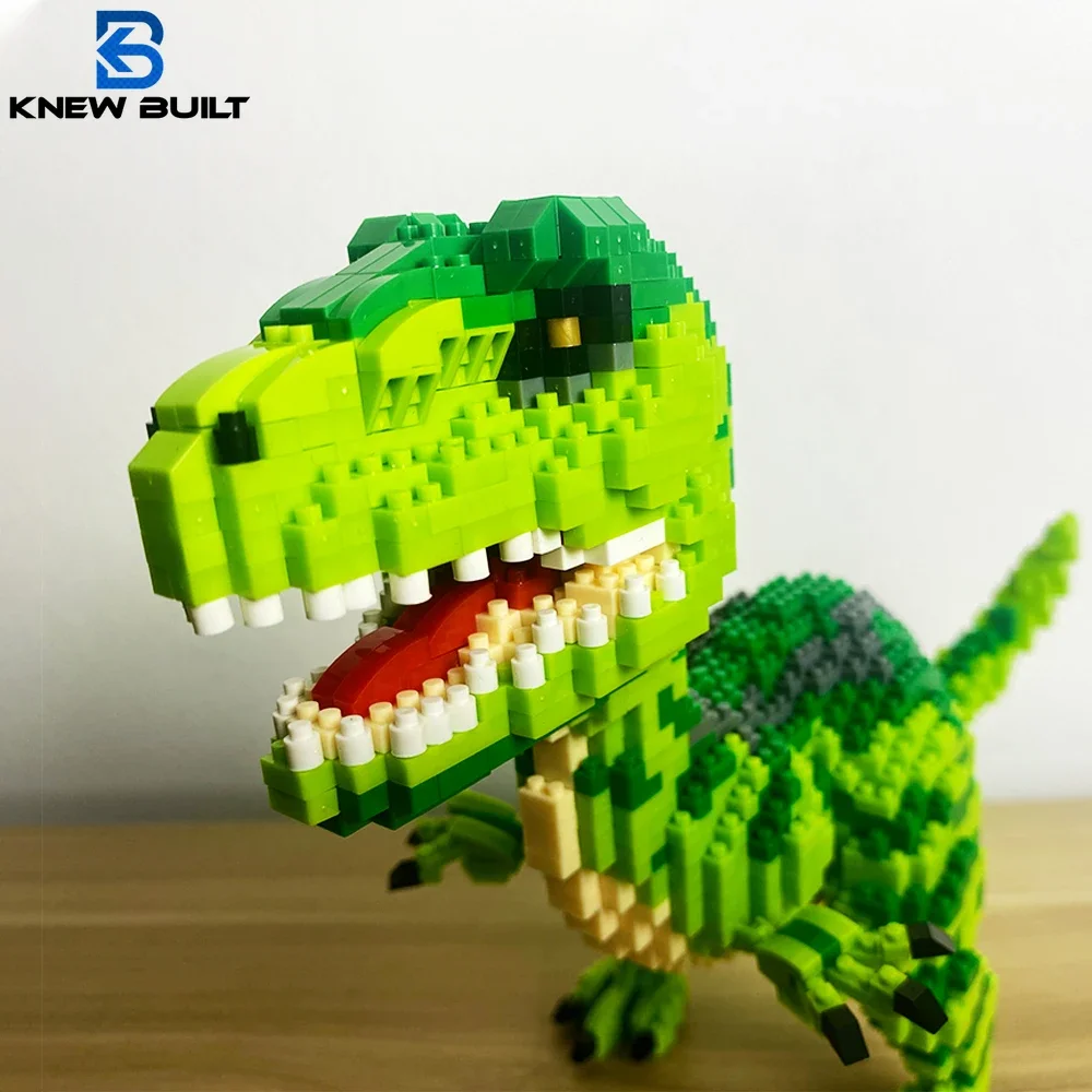 Knew construído dinossauro tiranossauro rex ou velocira modelos micro mini blocos de construção quebra-cabeça brinquedos presentes perfeitos decoração desktop