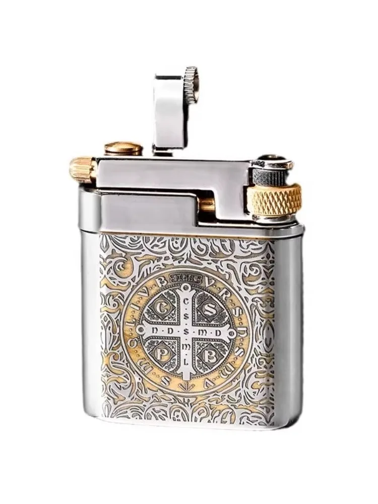 Vintage Mechanical Press  Lighter Pure Copper Body Grinding Wheel Ignition Personalized Creative Gift for Unique Style