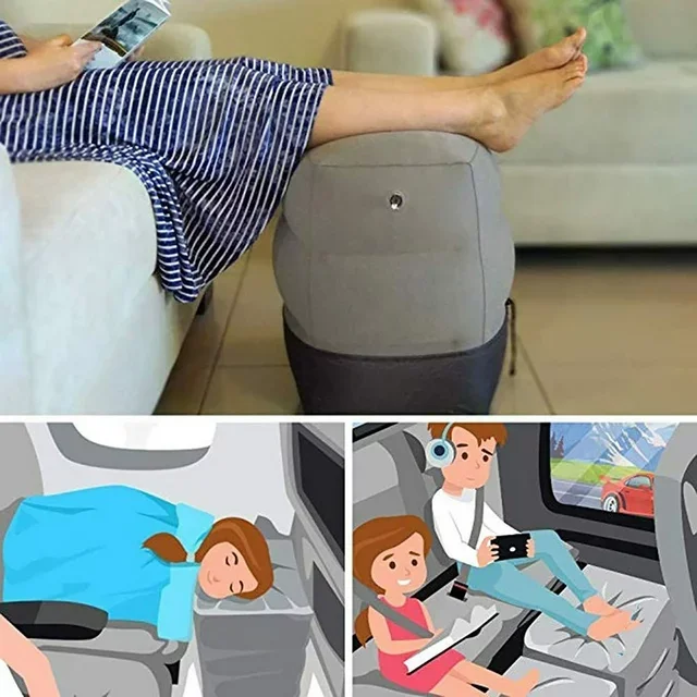 Inflatable Travel Foot Rest Pillow | Adjustable Height Leg Pillow | Make a Flat Bed for Kids and Toddlers | Great for Airplane