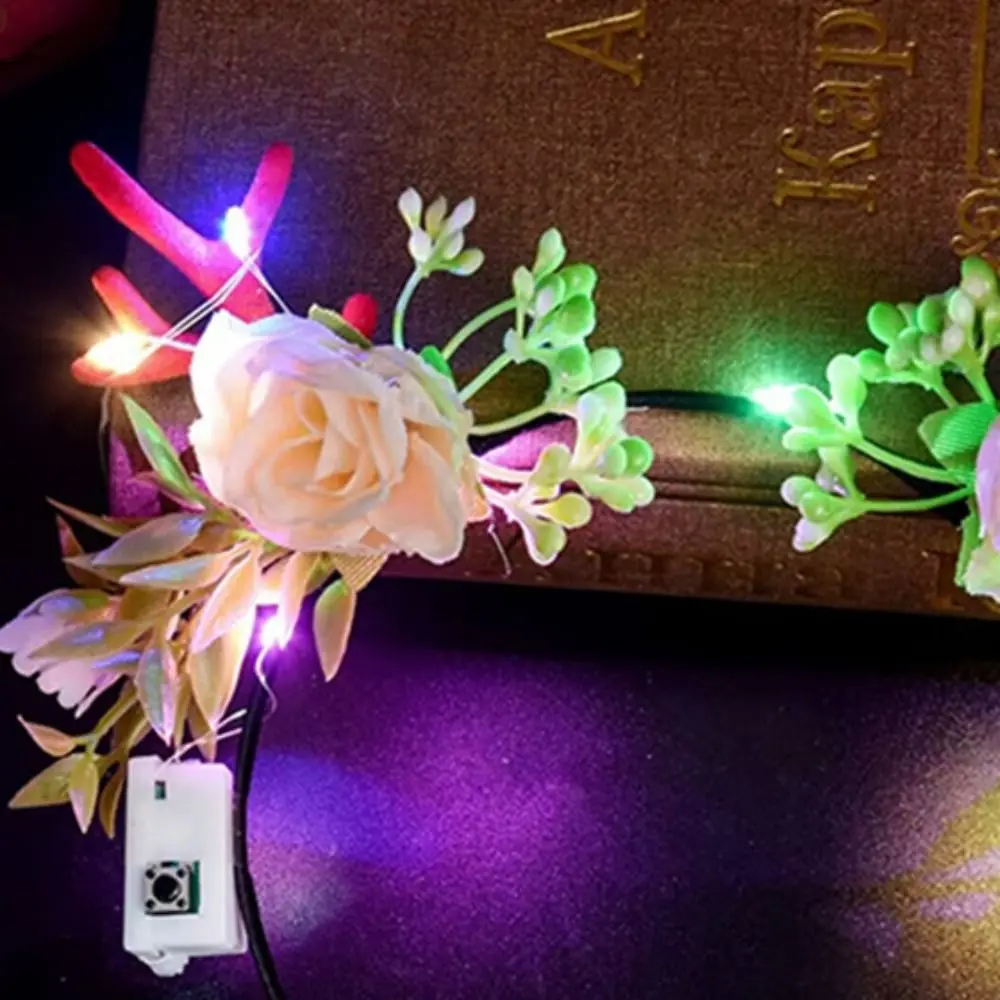 Luzes led led brilho bandana colorido plástico piscando bandana luminosa resina luminosa chifre de veado faixa de cabelo