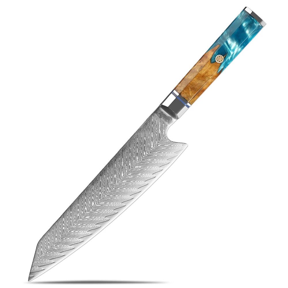 Cuchillo de Chef Kiritsuke, cuchillo de Damasco afilado profesional de 8 pulgadas, cuchillo Gyuto de cocina japonés VG-10 de acero inoxidable con alto contenido de carbono