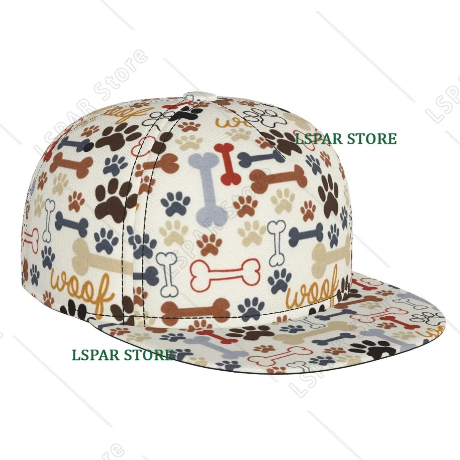Dog Paw Prints Bones Baseball Cap Men Women Dad Hat Classic Adjustable Plain Hat for Running Workouts and Outdoor Activities