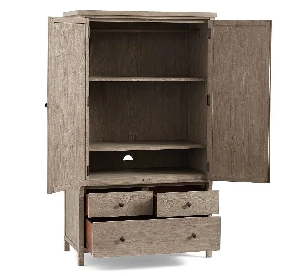 Pantry Cabinet 2 Door Solid Manufactured Wood Wardrobe Large Armoire Storage Cabinet with 3 Drawers