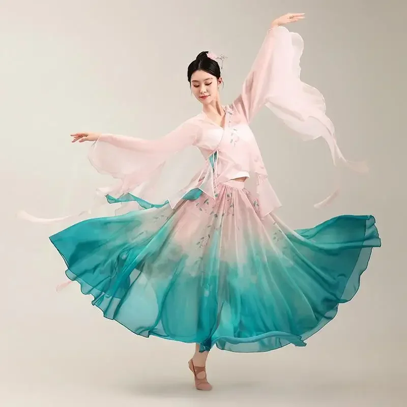 

Classical dance costumes gradually change fairy gas big swing skirt Chinese dance practice costumes