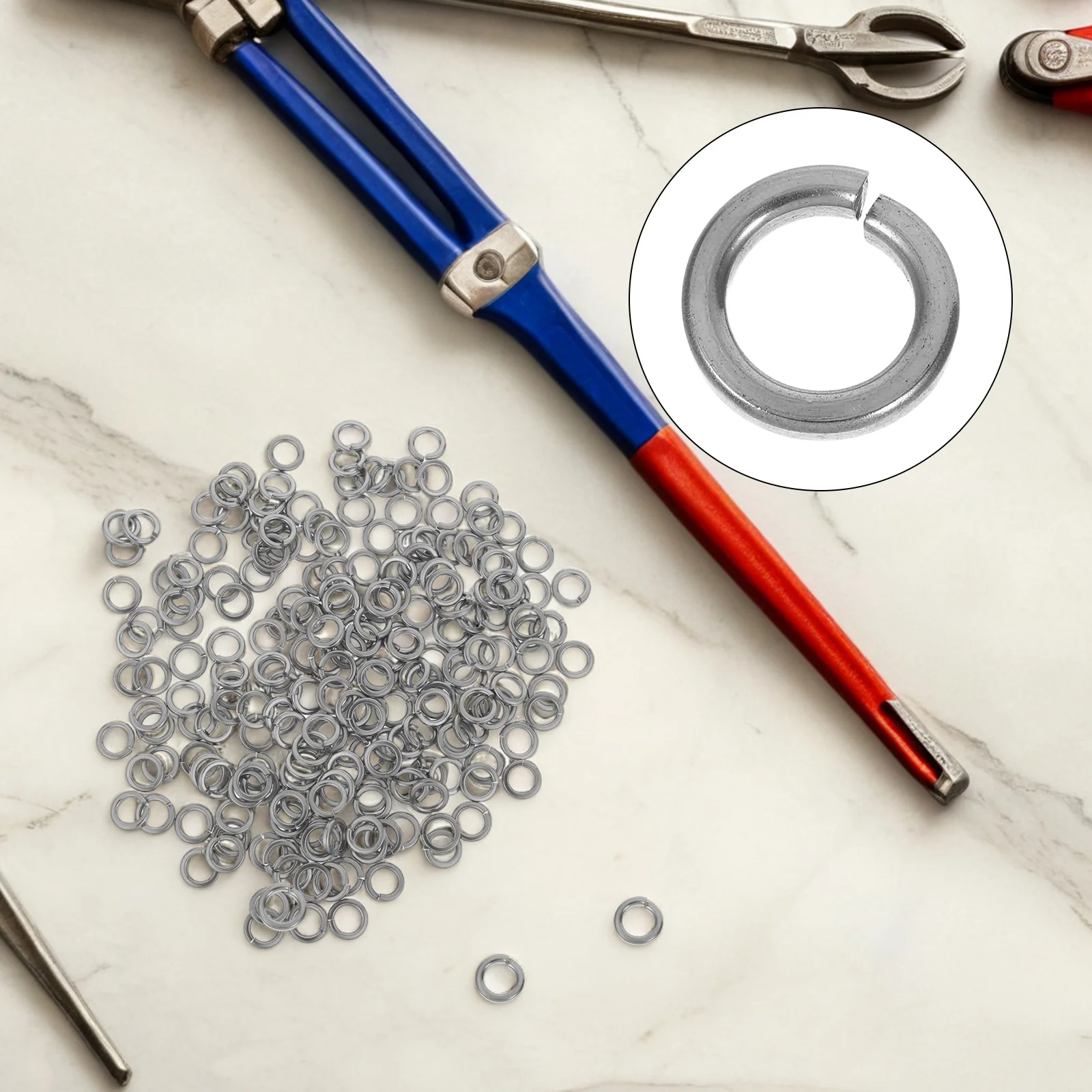 

200Pcs Stainless Steel Spring Washer Flat Lock Washers Round Gasket Spacers for Furniture Plumbing Fixing Sealing Rings Home