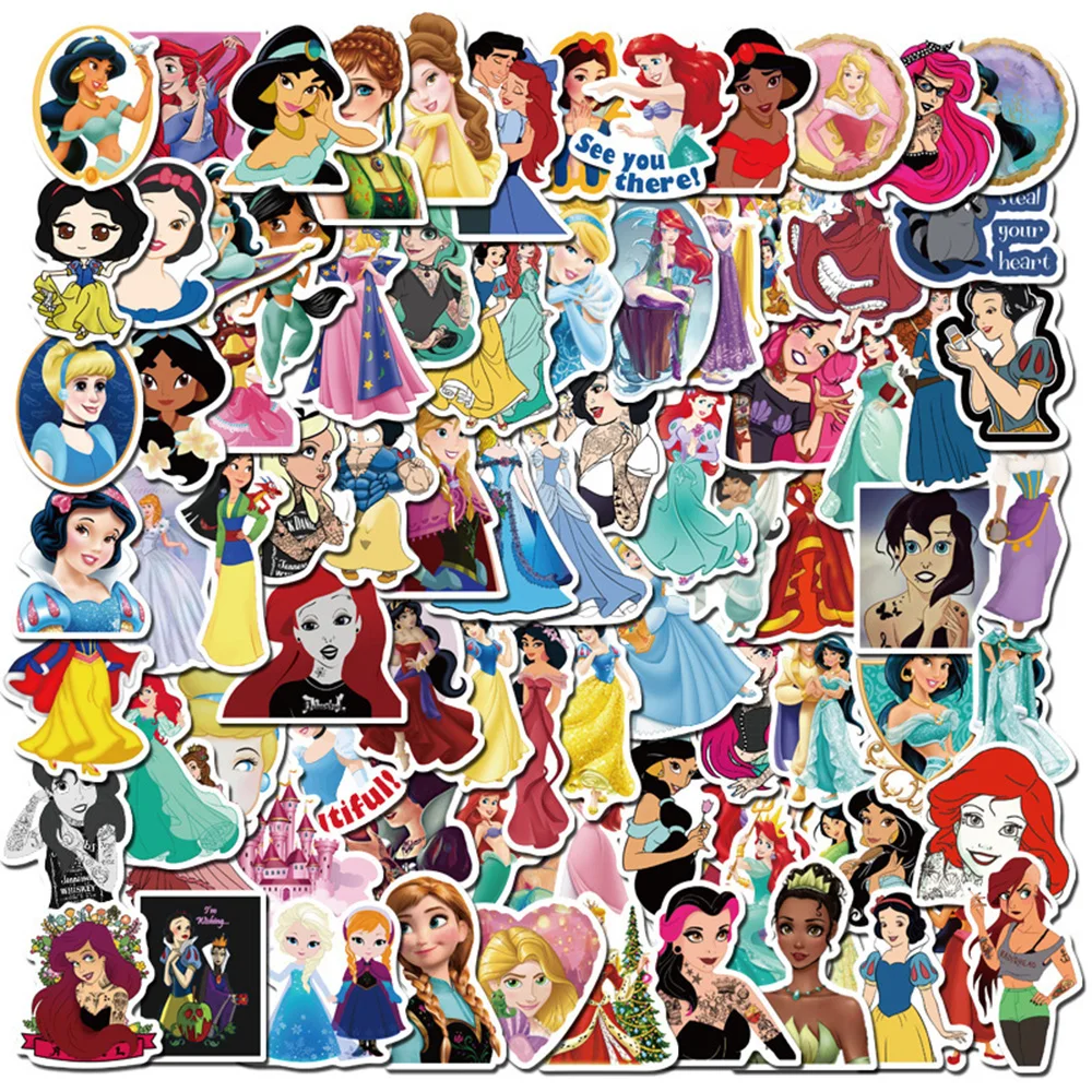 10/30/50/100pcs Disney Cute Cartoon Anime Princess Aesthetic Stickers DIY Notebook Laptop Phone Suitcase Decoration Sticker Toys