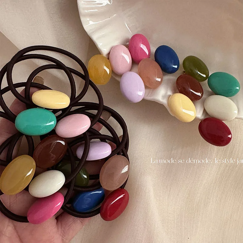 Oval Doudou High Ponytail Hair String Simple Temperament Circle Bun Updo Hairtie High Elastic Basic Rubber Band