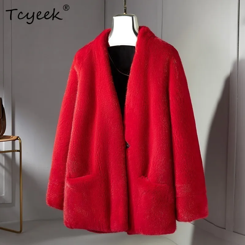 

Tcyeek Natural Female Mink Fur Coat Women Winter Clothes 2025 Real Fur Jacket Warm Womens Coats New in Coats Fourrure Femme