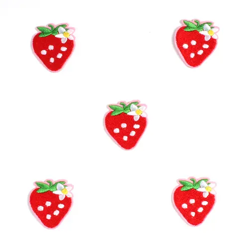 10pcs Cartoon Strawberry Patches For Baby Girls Clothes Dress Backpack DIY Sewing Appliqued Badge Iron On Clothing Stickers