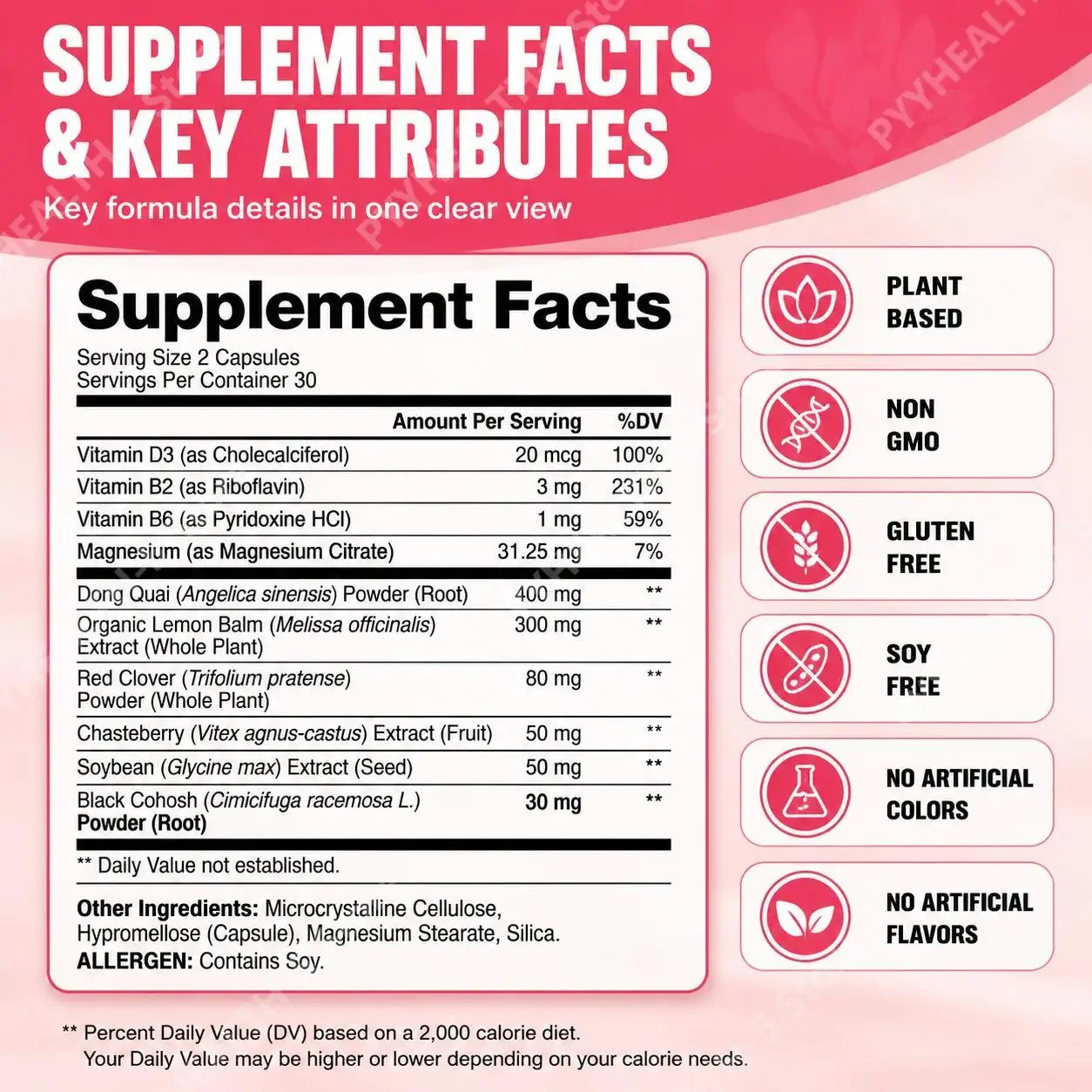 Menopause Relief Capsules for Women Supports Hormone Balance Stable Emotion Sleep & Calming Hot Flashes Relief Non-GMO 60 Count