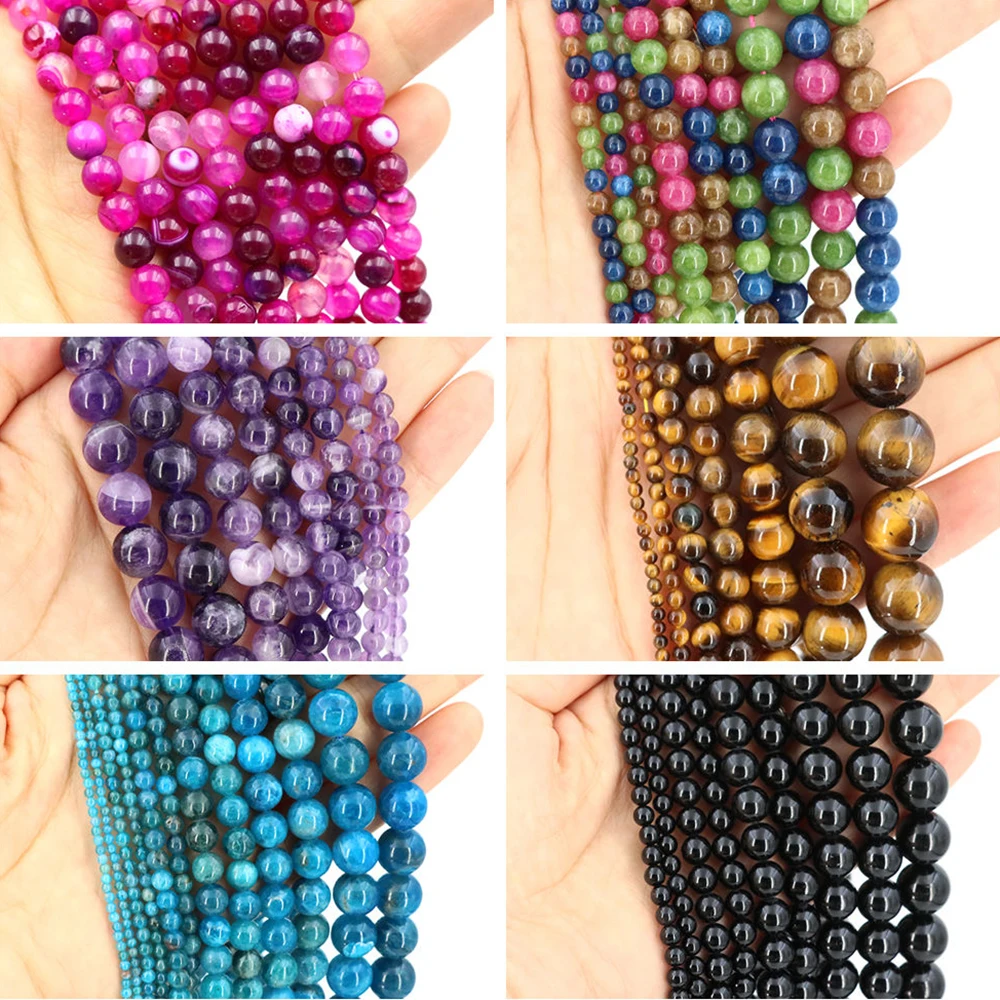 

4/6/8/10mm 1 Strand Natural Black Tourmaline Beads Round Gem Quartz Bead for DIY Bracelet Charms Jewelry Making Beaded Wholesale