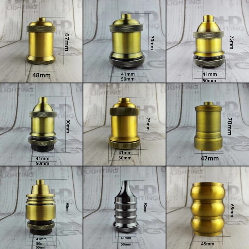 Vintage thread E27 ceramic plastic socket Edison Vintage lampshade bracket DIY lamp accessories aluminum lamp holder