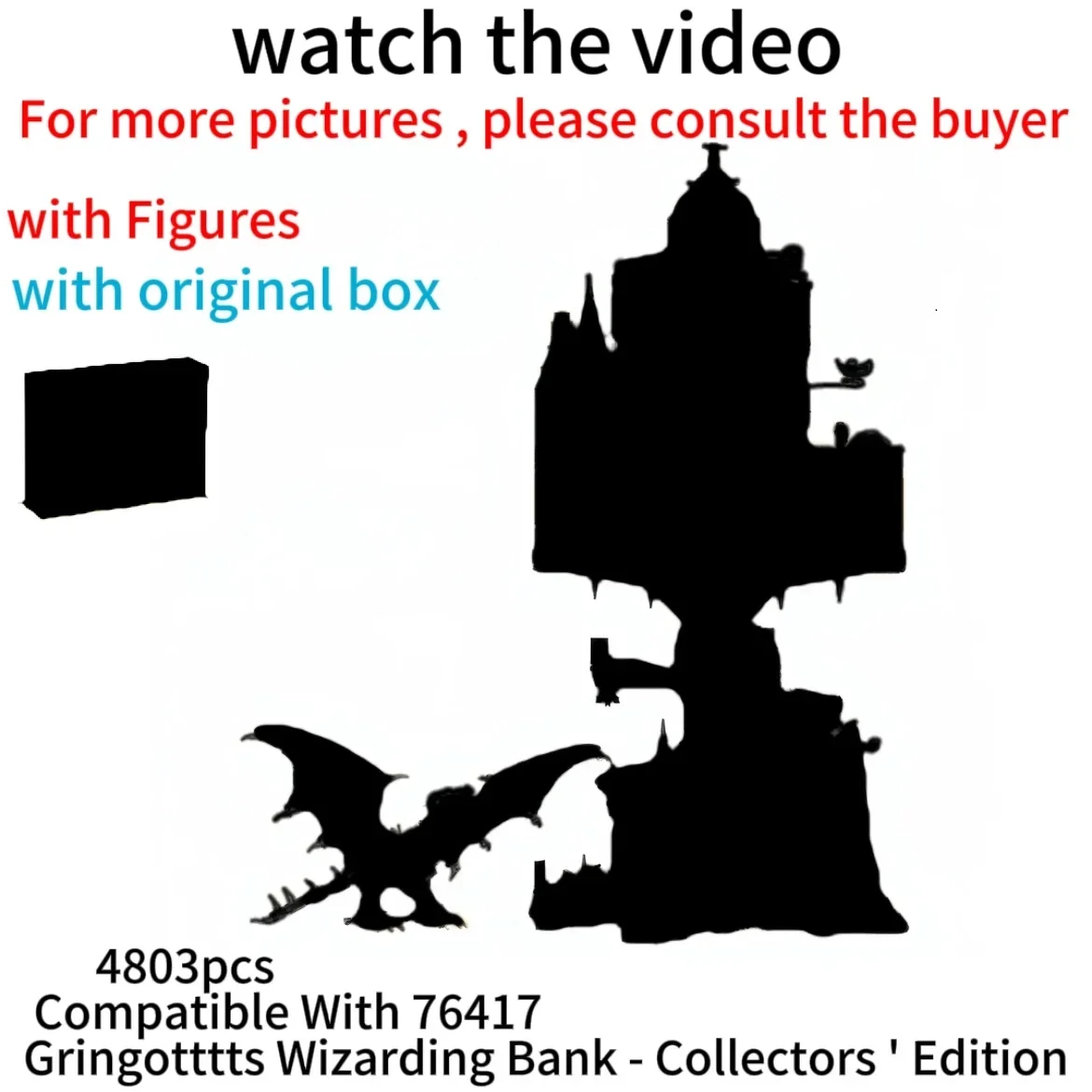 Оригинальная коробка 76417 Bank 4803 шт. Gringotts строительные блоки кирпичи Ironbelly Dragon замки игрушки подарки наборы для рождественского подарка