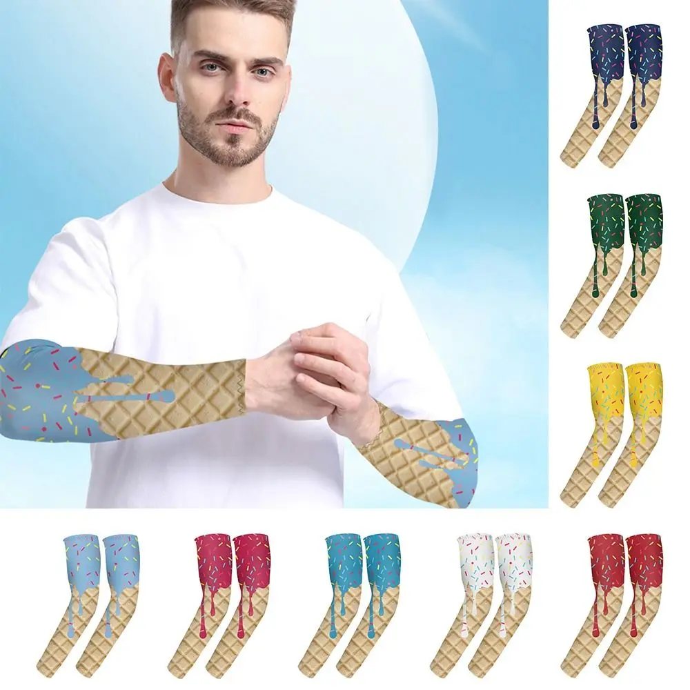 NEW Ice Cream Arm Sleeves UV Protection Moisture Wicking Compression Sleeve Cooling Protective Sleeves Sports