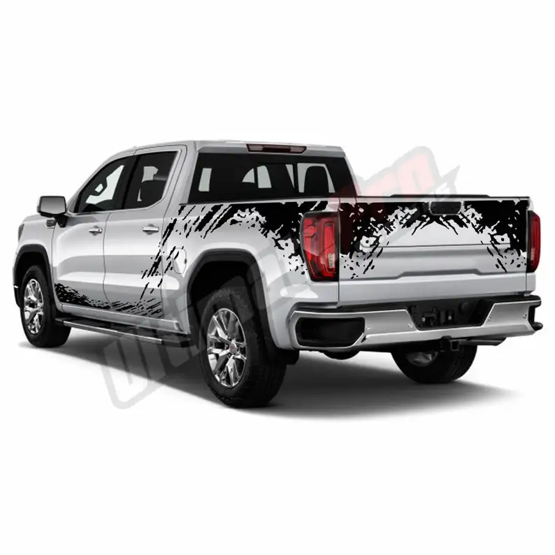 5 x Mud Splash Sticker Sport Decal Vinyl Side Bed Tailgate Doors Compatible with GMC Sierra Crew Cab 1500 2018 2019 2020