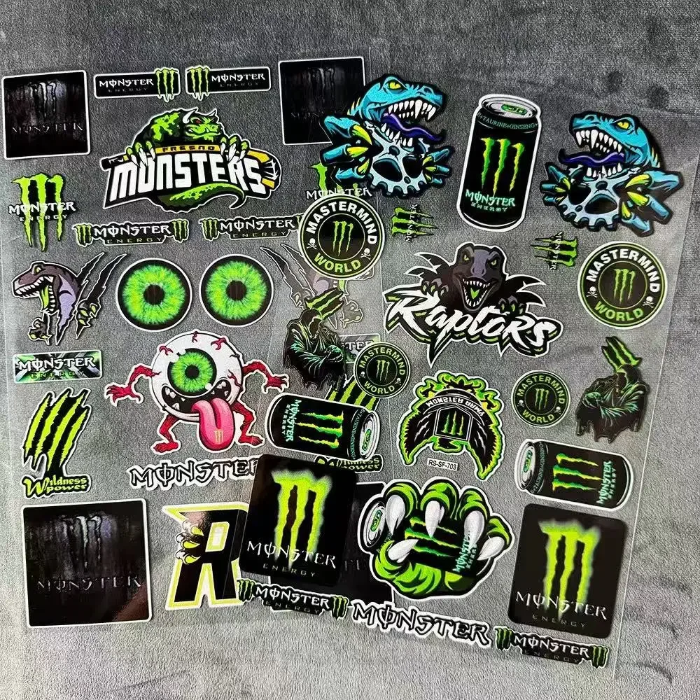 New Reflective Monster Energy Sticker Racing Sponsors Motorcycle Car Body Modification Helmet Decal Decor Waterproof Sticker