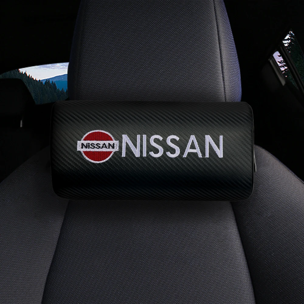 Car Seat Decoration carbon Fiber HeadNeck Rest Travelling Massage Headrest For Nissan Nismo Qashqai Juke Micra XTrail Leaf Teana