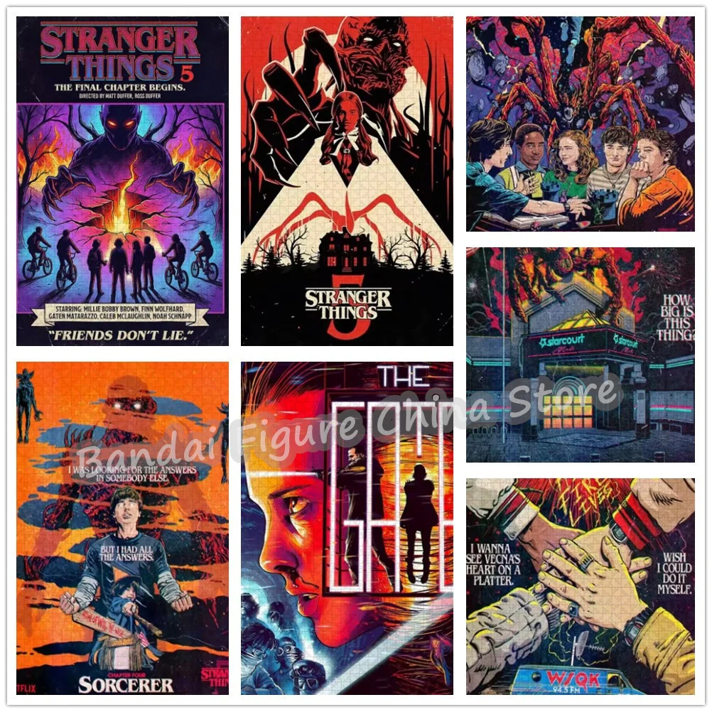 

300/500/1000Pcs Diy Assembled Jigsaw Puzzles Horror Tv Show Characters Stranger Things Series Print Puzzle Stress Relief Toys