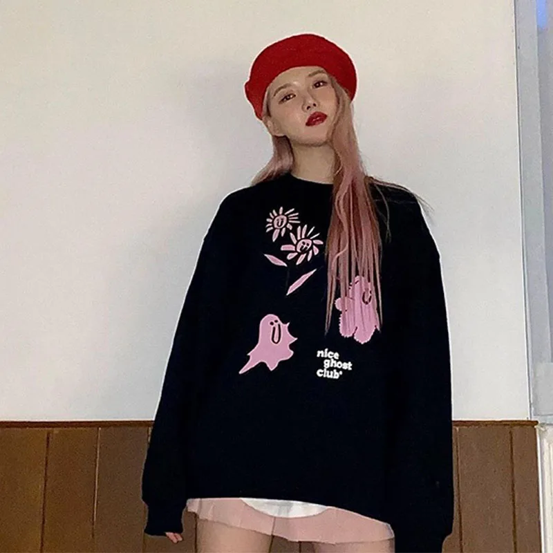 Cheng lin Xu Mengjie Moletom com capuz de algodão puro GFRIEND Suporte inverno primavera estampado solto ajuste coreano Sle redondo Ne Sweatshirt