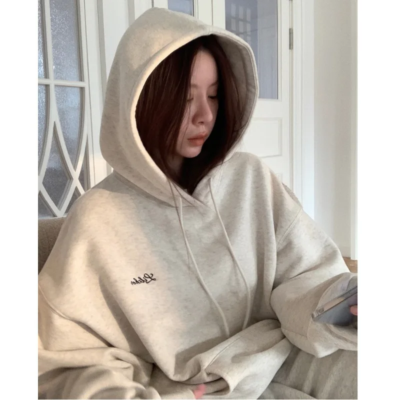 Korean Autumn Winter Fleece Hoodie Women Loose Oversized Streetwear Hoodies Women Harajuku Thicken Hooded Sweatshirt Y2k Clothes