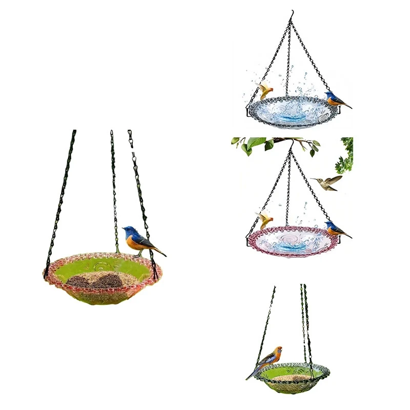 ABLU-2PCS Mangiatoia per uccelli sospesa per esterni Decorazione da giardino Vassoio da bagno per uccelli Abbeveratoio per animali domestici per forniture per animali domestici per uccelli