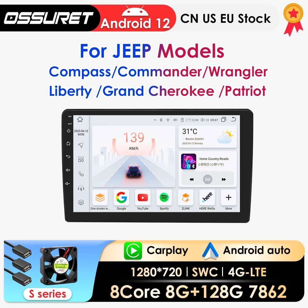 

Carplay Android Auto Car Radio for JEEP Grand Cherokee Patriot Compass Commander Wrangler Dodge RAM Chrysler 300C Octa Core 7862