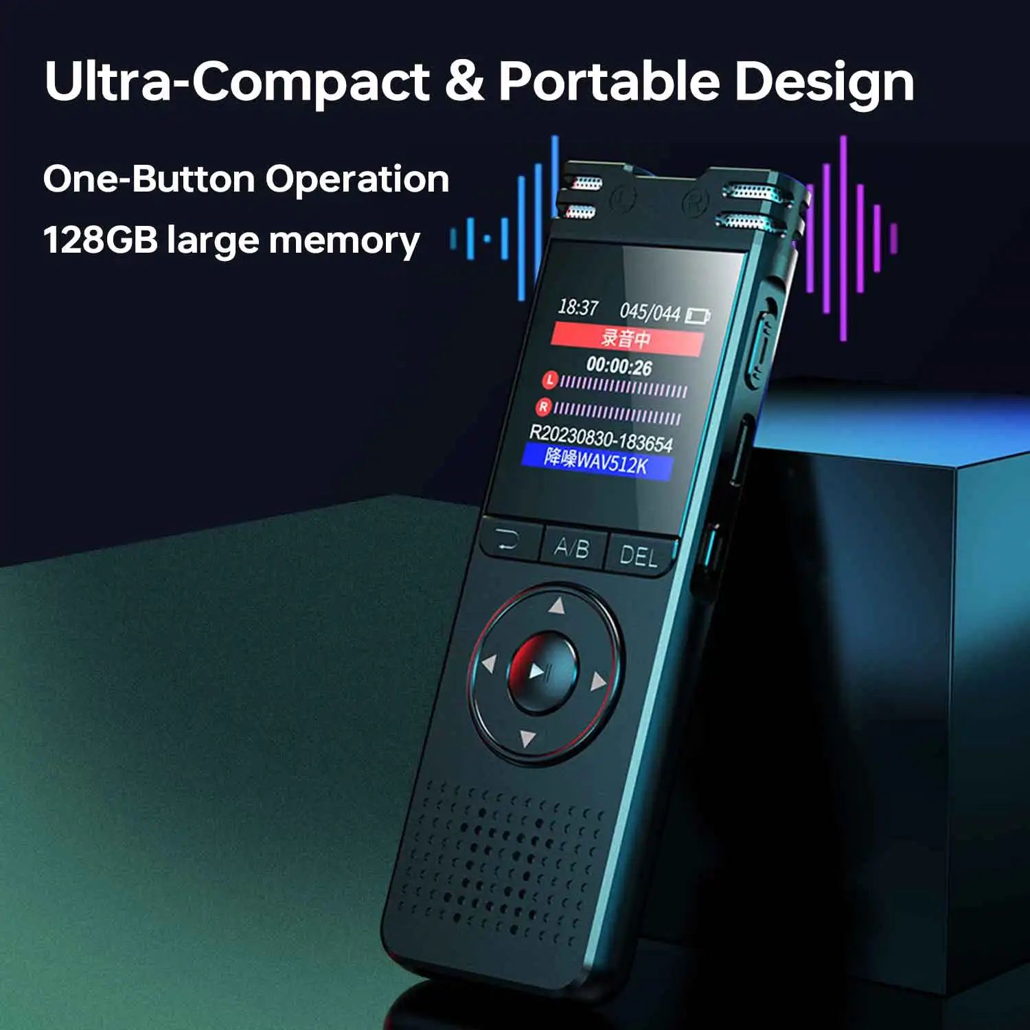 مسجل صوت عالي الدقة سعة 128 جيجابايت مع صوت إلى نص، تقليل الضوضاء، للمحاضرة، الاجتماع، المقابلة، مسجل صوت محمول صغير بطارية طويلة العمر 50 ساعة قابلة لإعادة الشحن USB-C #6