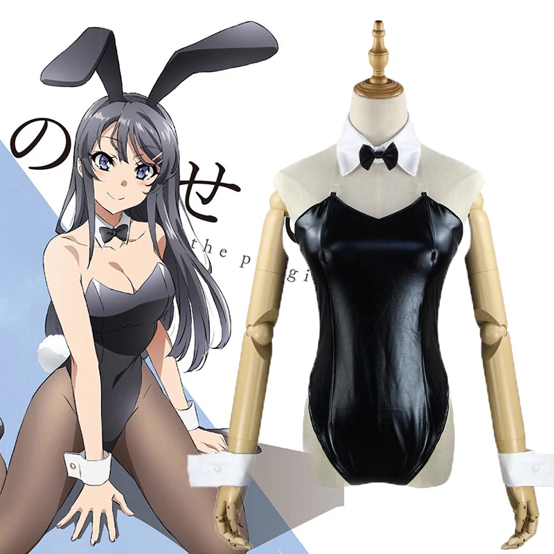 

ANIMECC IN STOCK Sakurajima Mai Cosplay Bunny Girl Costume Wig Anime Sexy Black Jumpsuit Halloween Party Outfits for Women