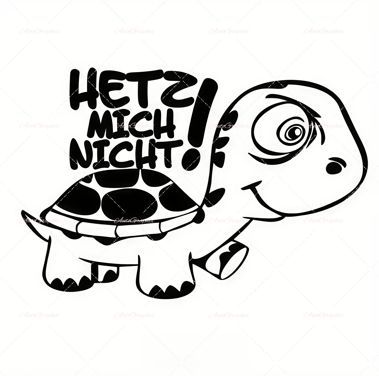 German: Don't rush me! Don't push me! Cute cartoon turtle is suitable for novice drivers as a warning sign