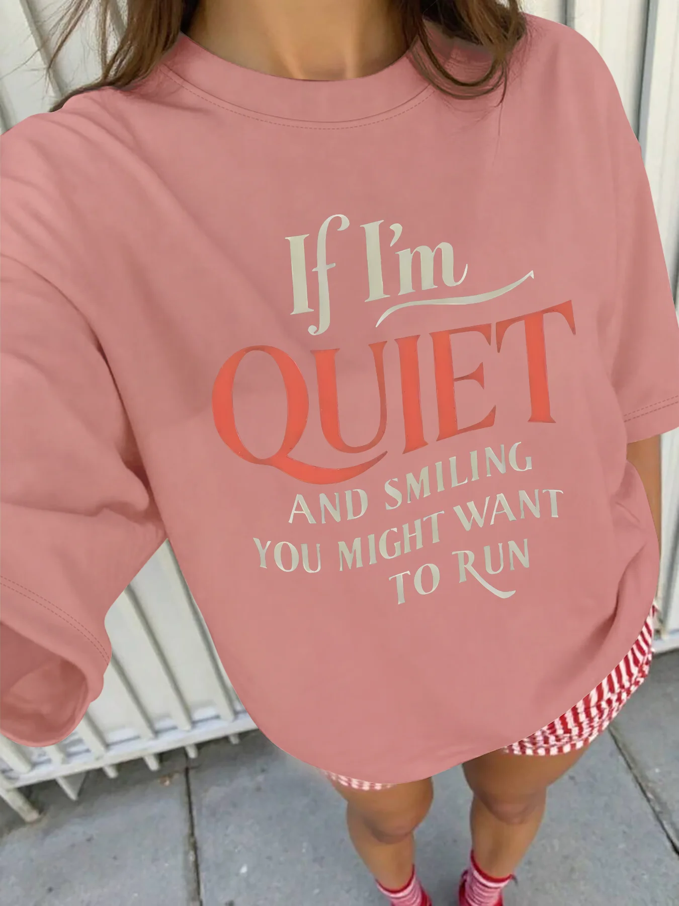 Women's Casual T-shirt Printed with The Slogan 