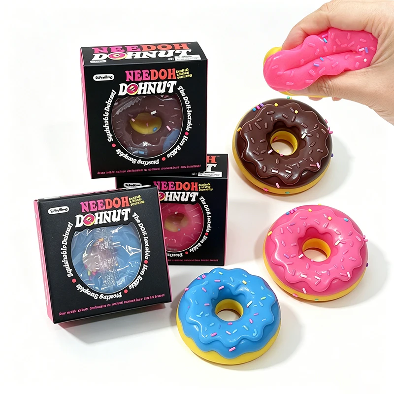 Needoh Dohnut Frosting Swapple Donut Squis Fidget Relief Sensory Squeeze Toy Non-toxic Stretch Relax Calming Comfort Toy Gift