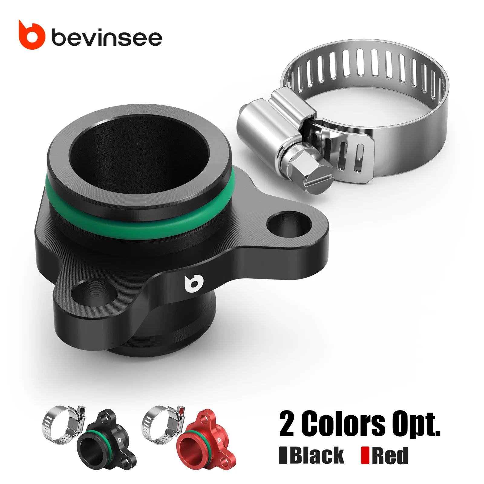 BEVINSEE Billet Aluminum Coolant Port Flange Fitting for BMW F30 E90 E91 F31 E60 E61 F10 F11 E87 F20 E84 E92 N52/N54/N55 Engines