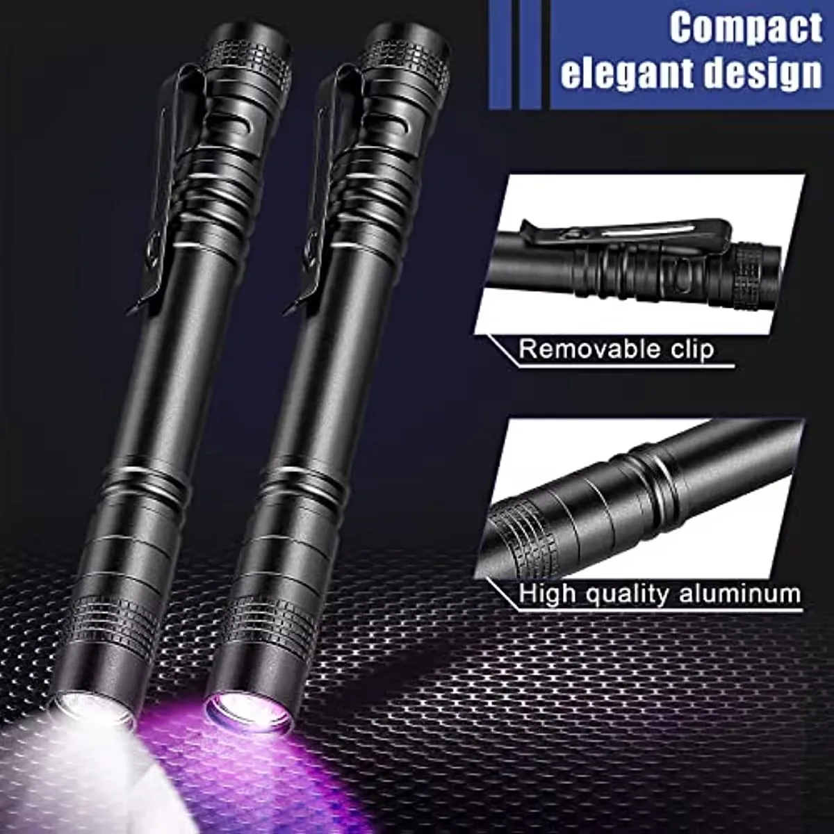 Mini Portable UV / White Flashligh Ultraviolet Black Light Torch Use AAA Battery with Pen Clip Waterproof Medical Examination