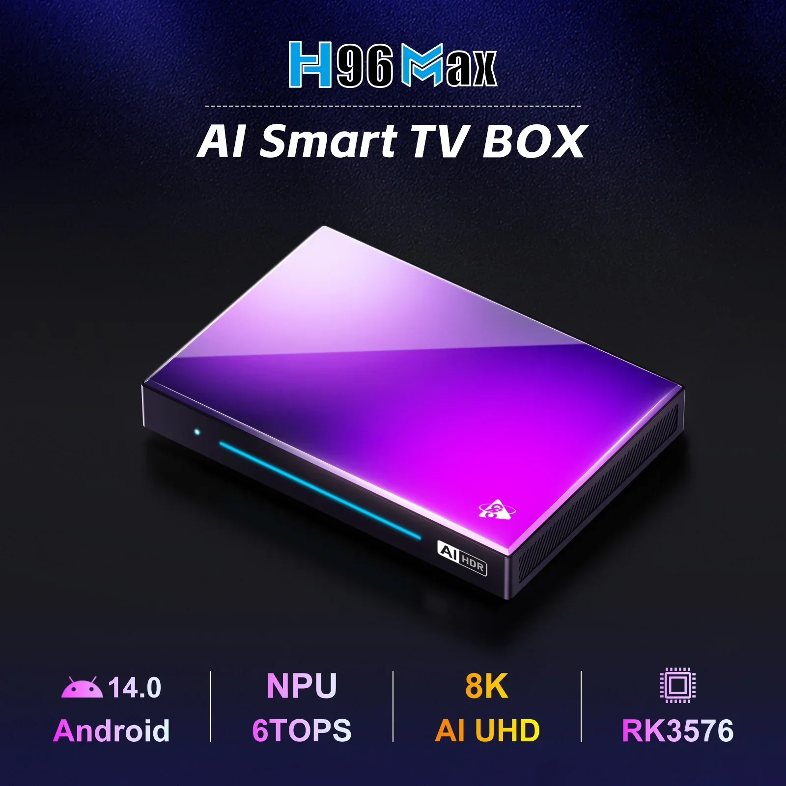 El más nuevo sistema inteligente Android 14 H96 Max Rk3576 Tv Box 8K Set Top Box AI- MEMC Smart WiFi 6 Tv Box